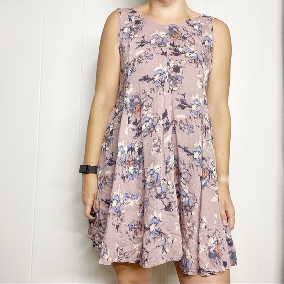 Lush Purple Floral Swing Dress - Picture 1 of 7